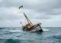 barco naufraga na orla de São José de Ribamar