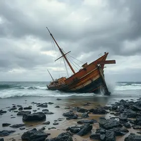 Barco naufraga na orla de São José de Ribamar